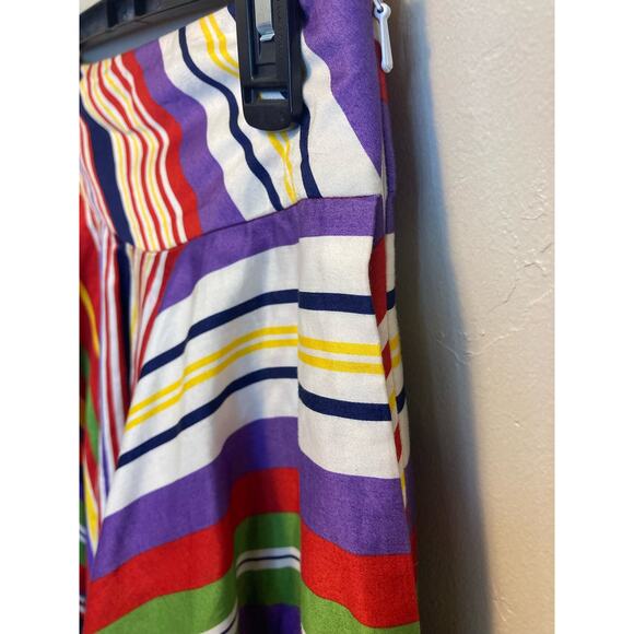 Ralph Lauren Rainbow Striped Multi Color Skater Style Skirt - Oversized Size 2 - Picture 11 of 12